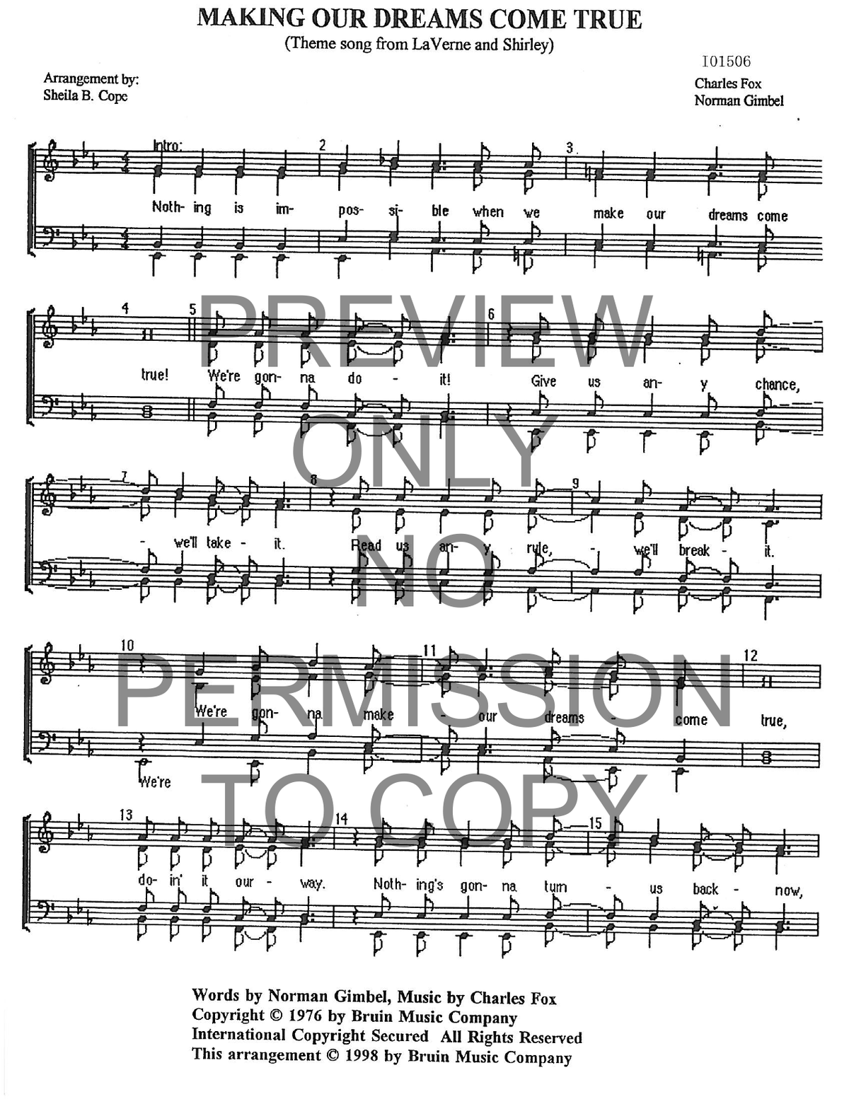 Making Our Dreams Come True (2 Versions) — sheet music preview, arranged by Sheila Cope