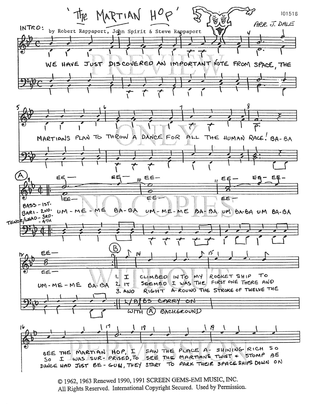 The Martian Hop — sheet music preview, arranged by June Dale