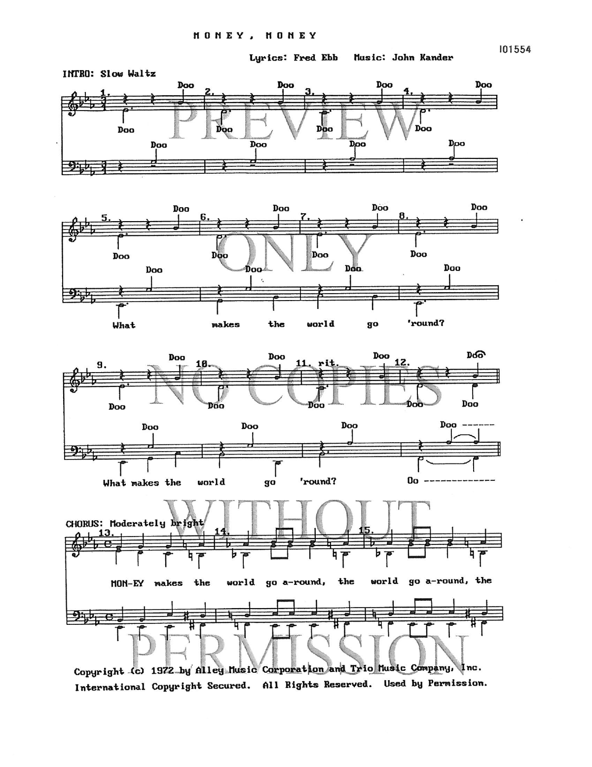 Money, Money — sheet music preview, arranged by Sonny Steffan