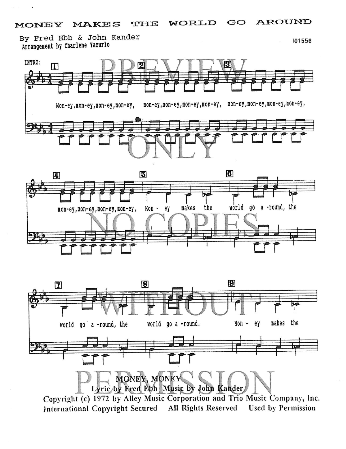 Money, Money — sheet music preview, arranged by Charlene Yazurlo
