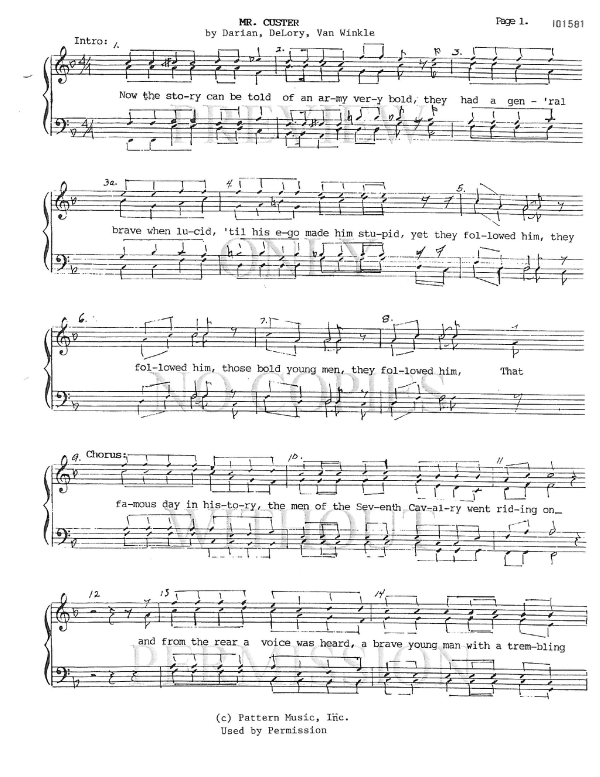 Mr. Custer — sheet music preview, arranged by Greta Somers