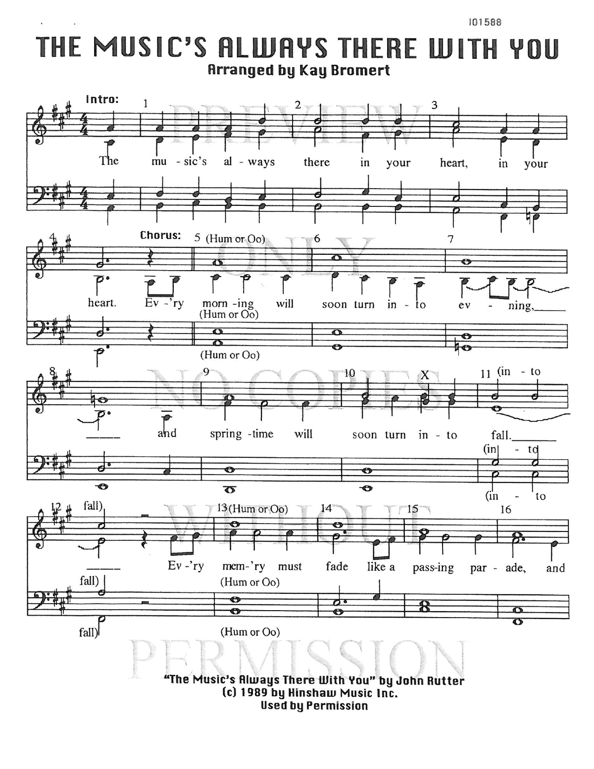 The Music's Always There With You — sheet music preview, arranged by Kay Bromert