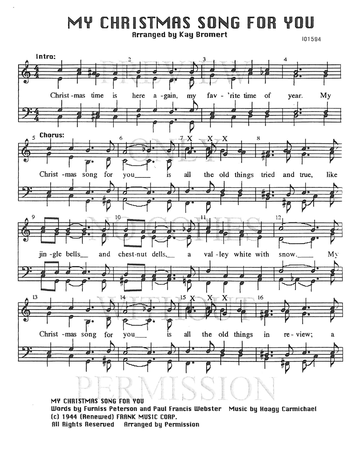 My Christmas Song For You — sheet music preview, arranged by Kay Bromert