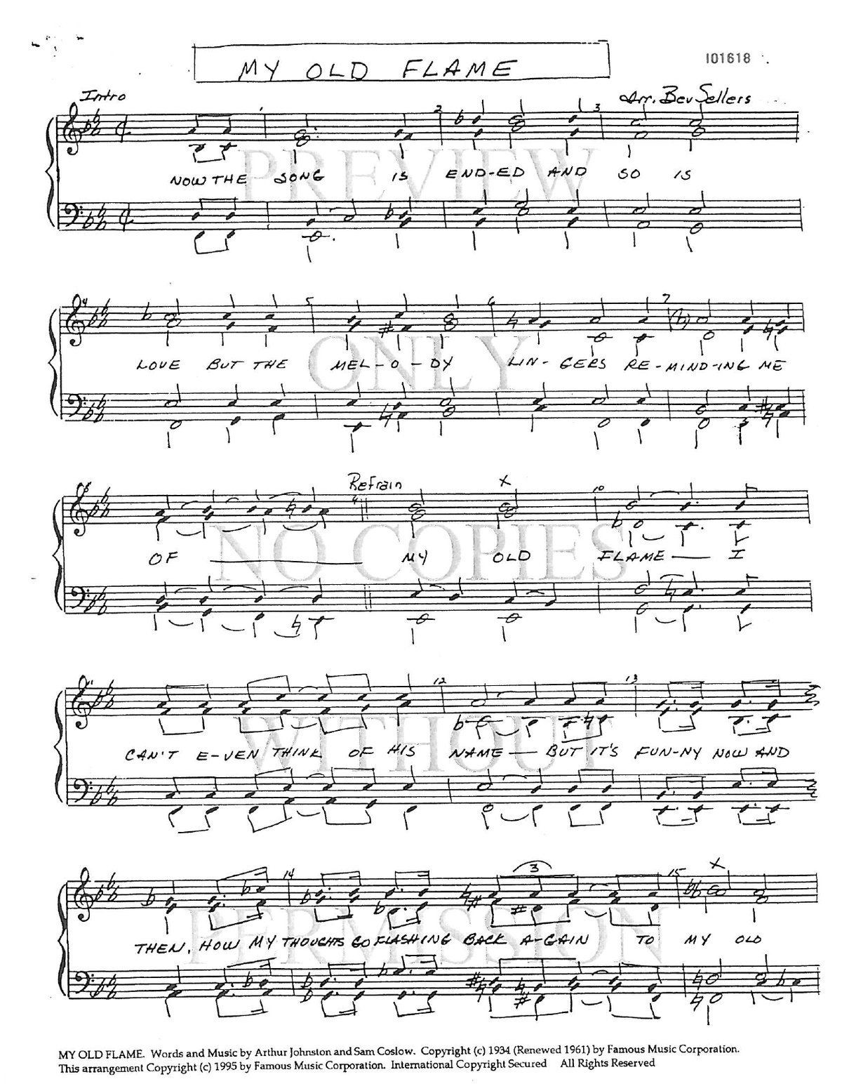 My Old Flame — sheet music preview, arranged by Bev Sellers
