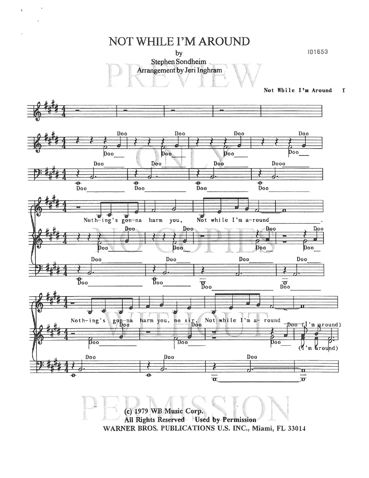 Not While I'm Around — sheet music preview, arranged by Jerilee Inghram