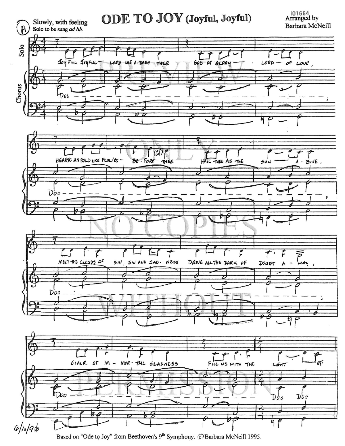 Ode To Joy (Joyful, Joyful) — sheet music preview, arranged by Barbara McNeill
