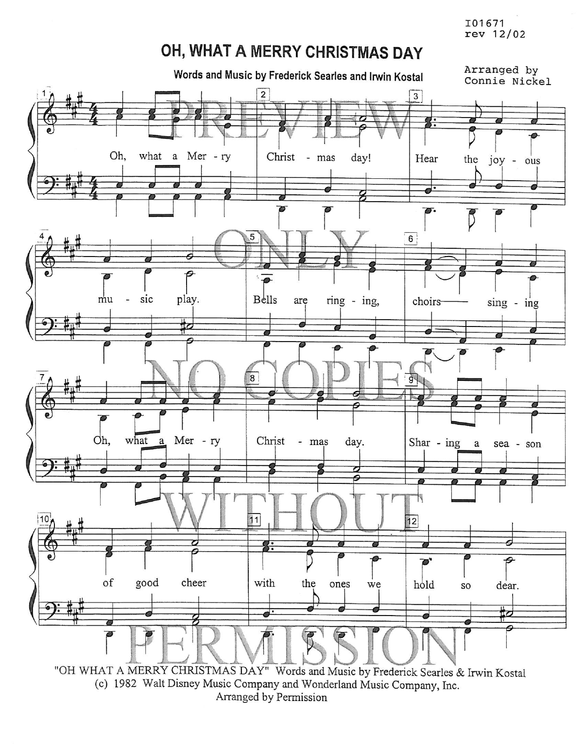 Oh, What A Merry Christmas Day — sheet music preview, arranged by Connie Nickel