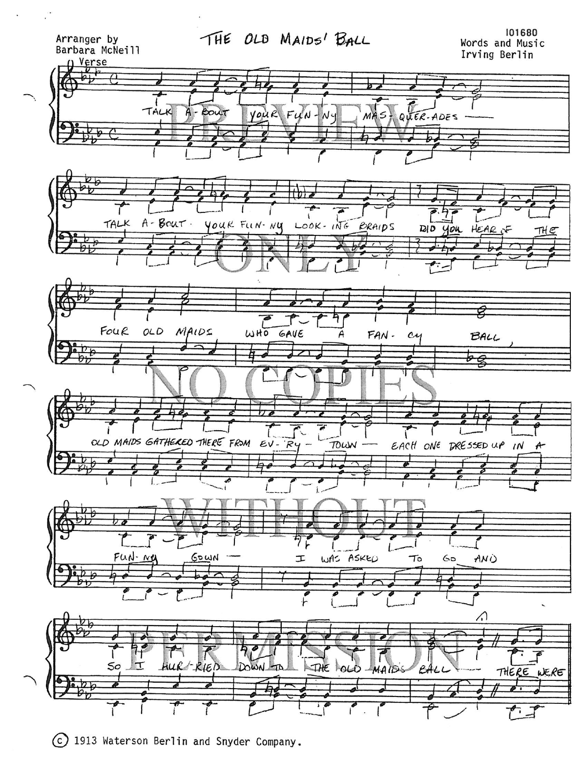 The Old Maid's Ball — sheet music preview, arranged by Barbara McNeill