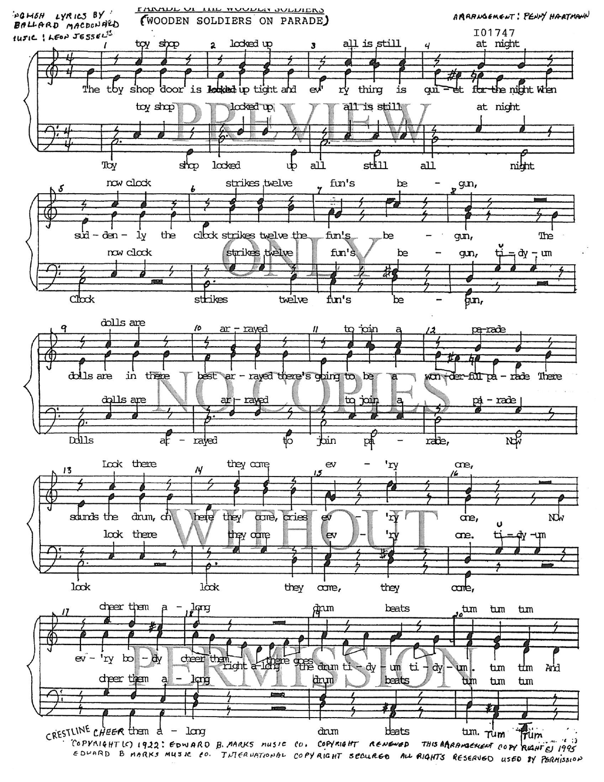 Parade Of The Wooden Soldiers — sheet music preview, arranged by Penny Hartmann