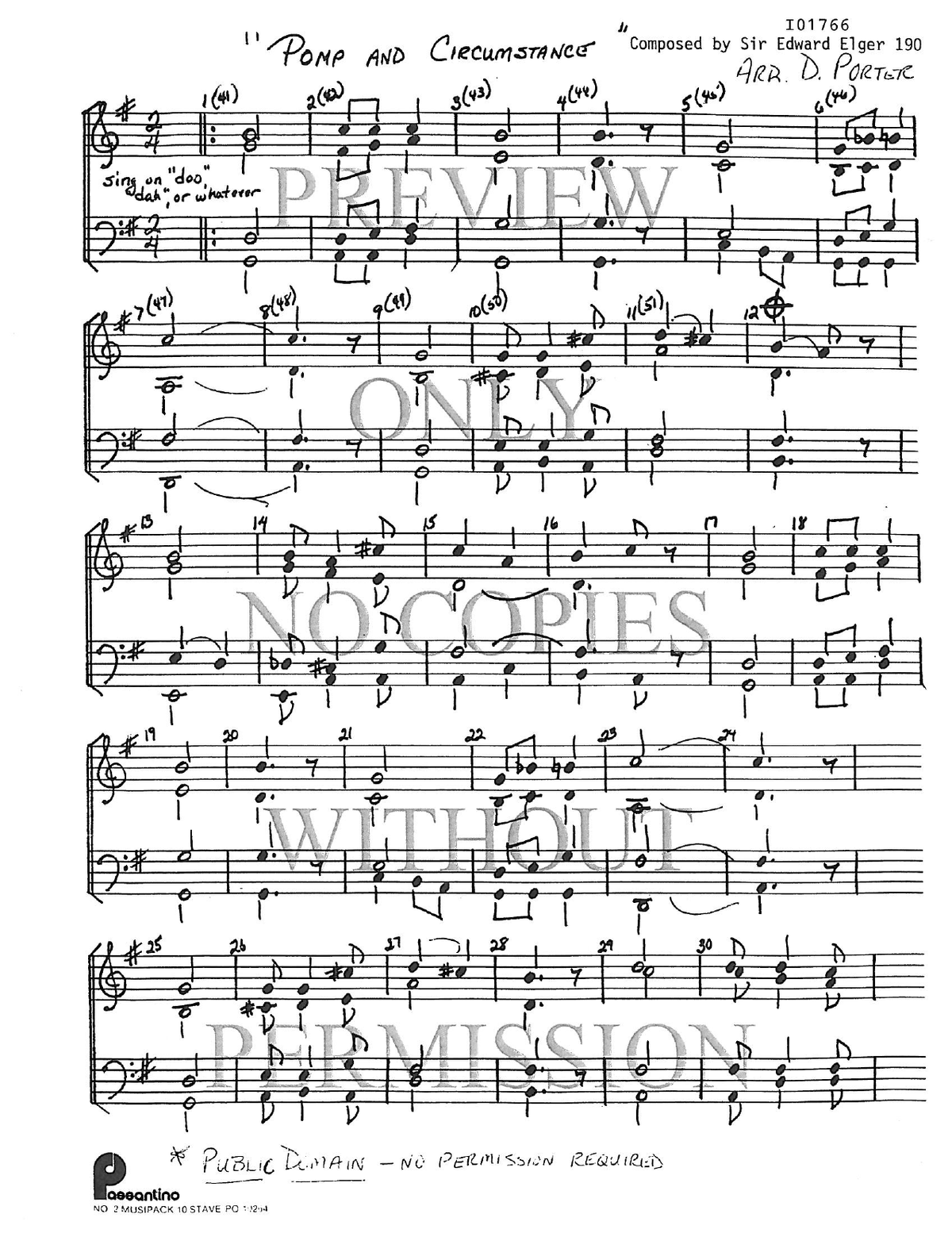 Pomp And Circumstances — sheet music preview, arranged by Debbie Porter