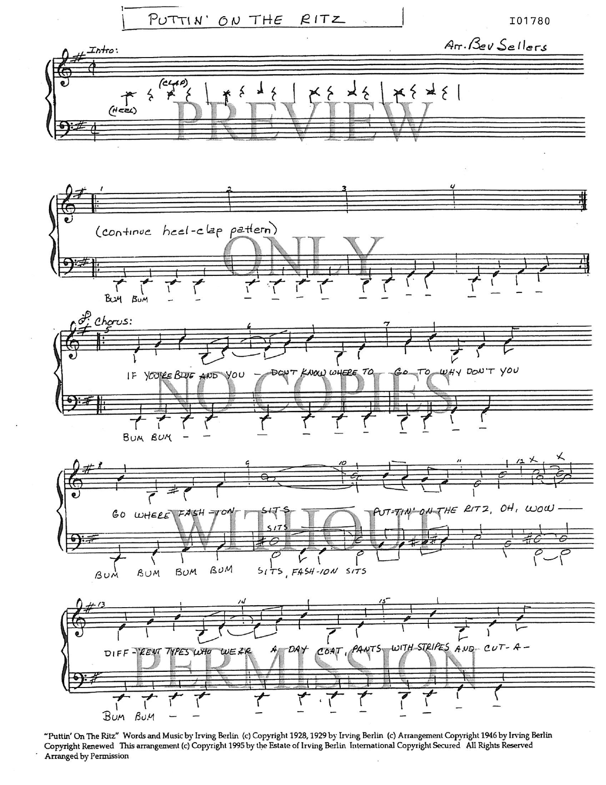 Puttin' On The Ritz — sheet music preview, arranged by Bev Sellers