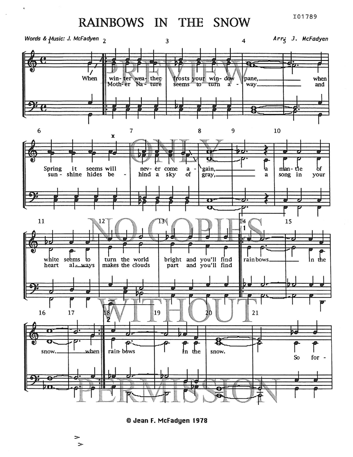 Rainbows In The Snow — sheet music preview, arranged by Jean McFadyen