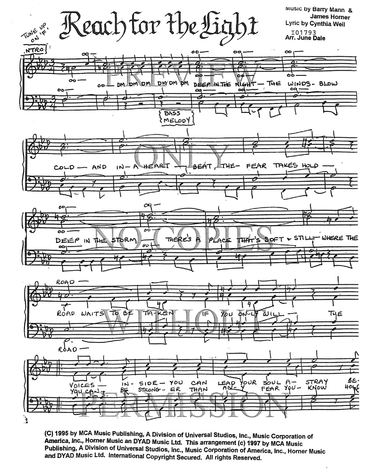 Reach For The Light — sheet music preview, arranged by June Dale
