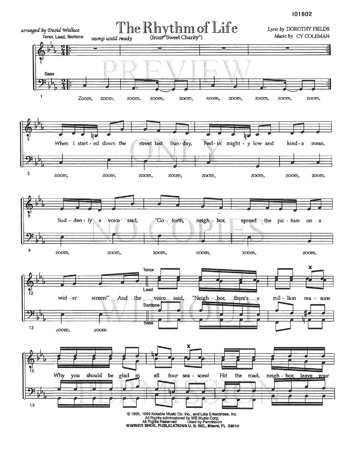 The Rhythm Of Life — sheet music preview, arranged by David Wallace