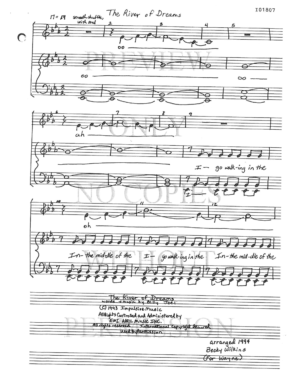 The River Of Dreams — sheet music preview, arranged by Becky Wilkins