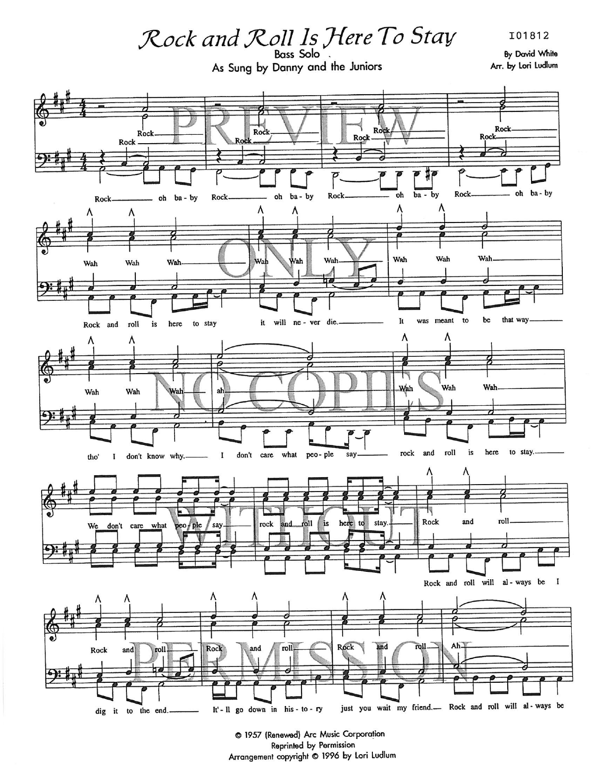 Rock And Roll Is Here To Stay — sheet music preview, arranged by Lori Ludlum