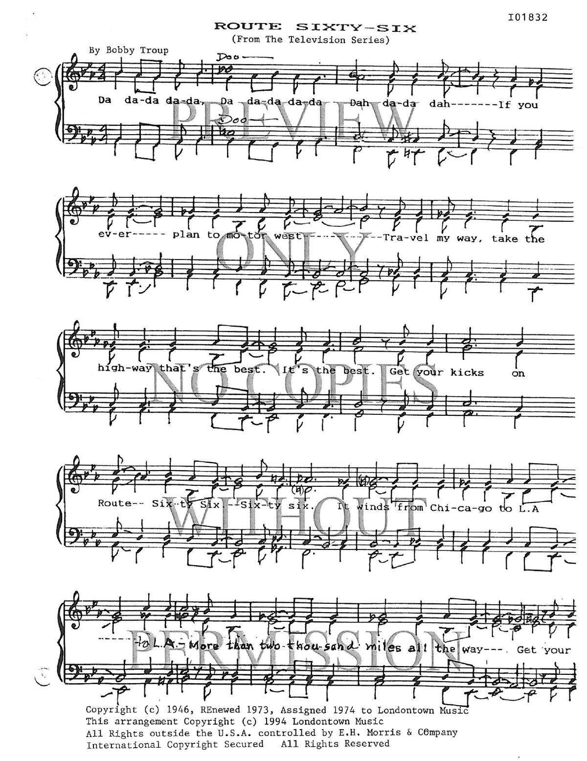 Route Sixty Six — sheet music preview, arranged by Dorothy Herivel