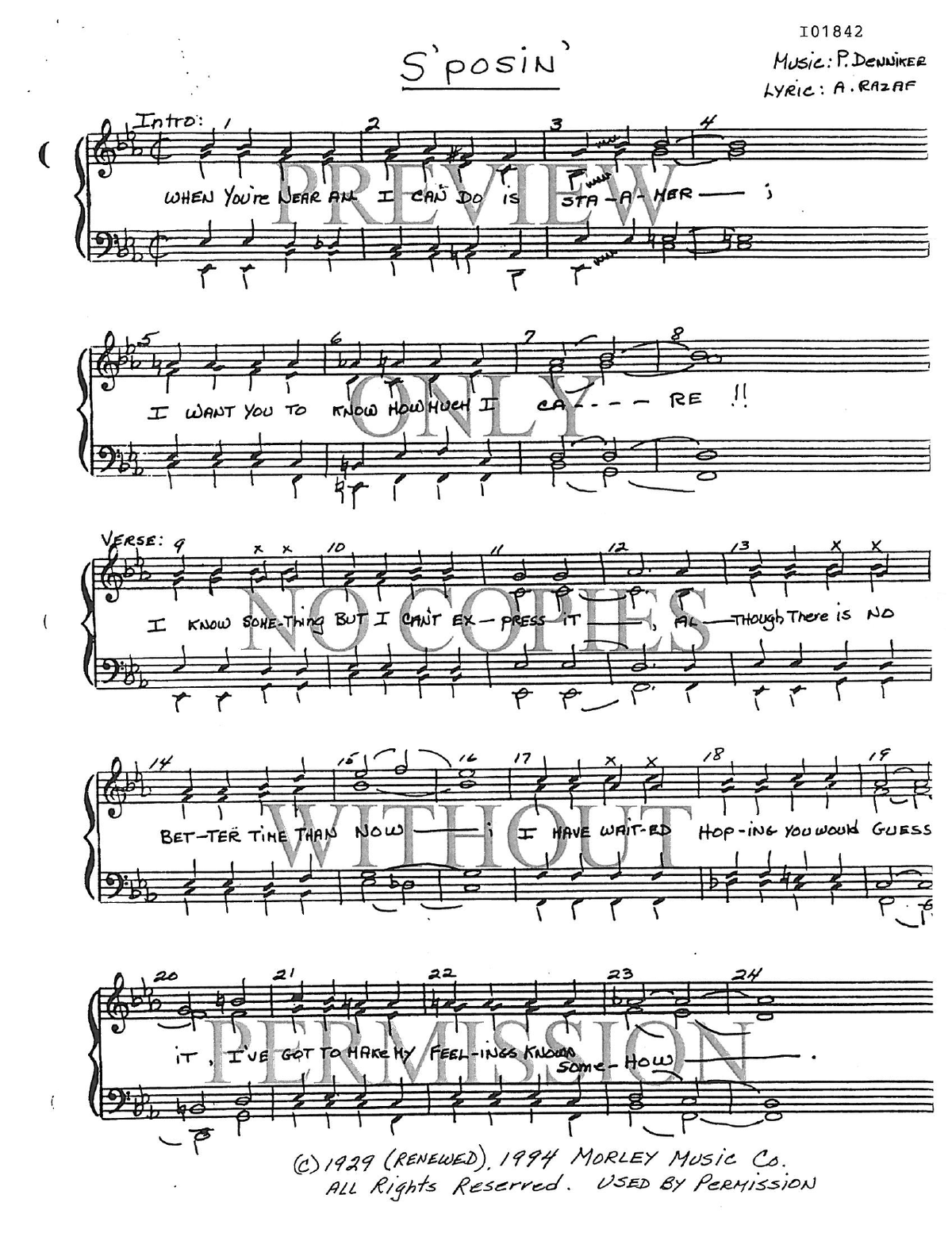 S'posin — sheet music preview, arranged by Diana Franceschi