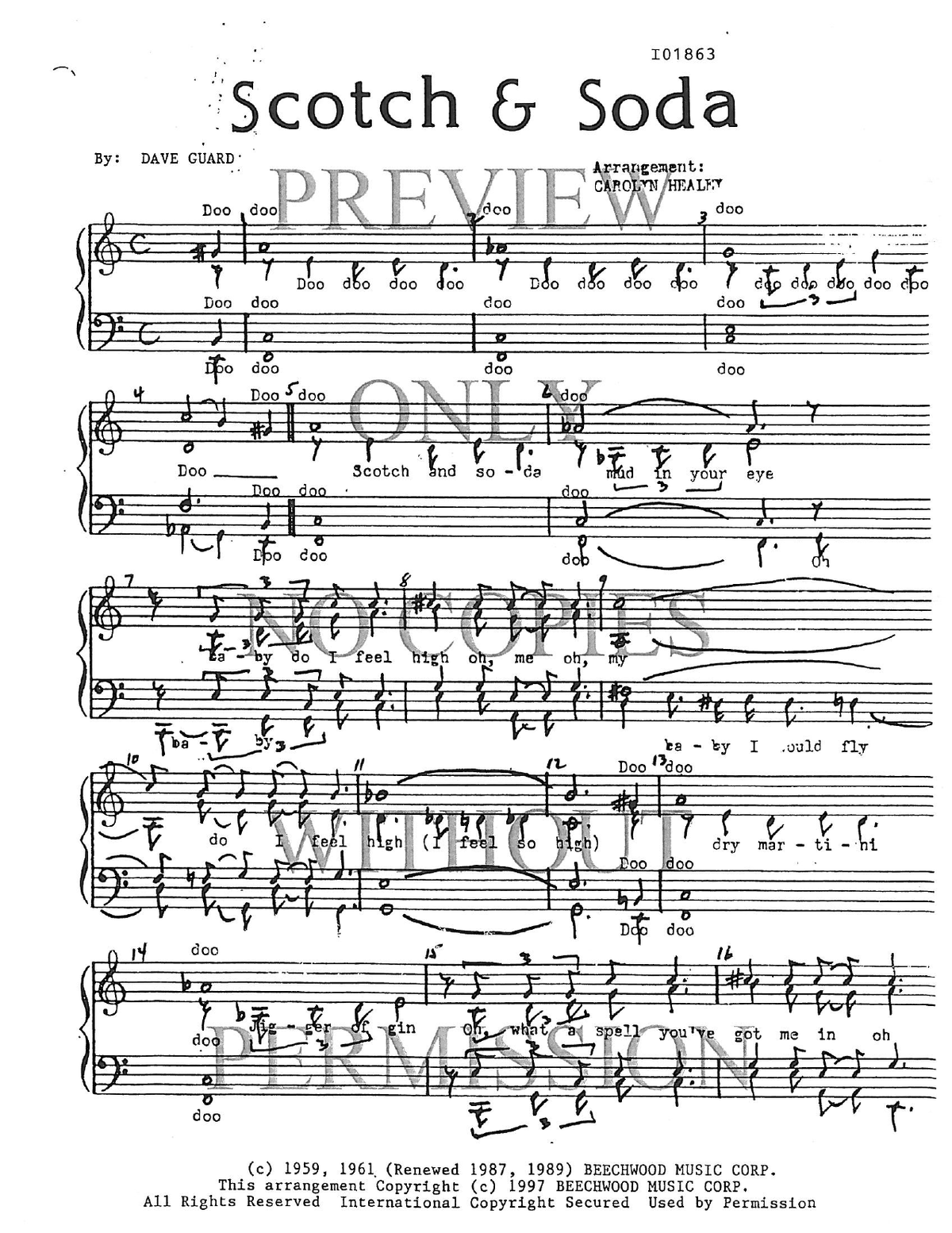 Scotch And Soda — sheet music preview, arranged by Carolyn Healey