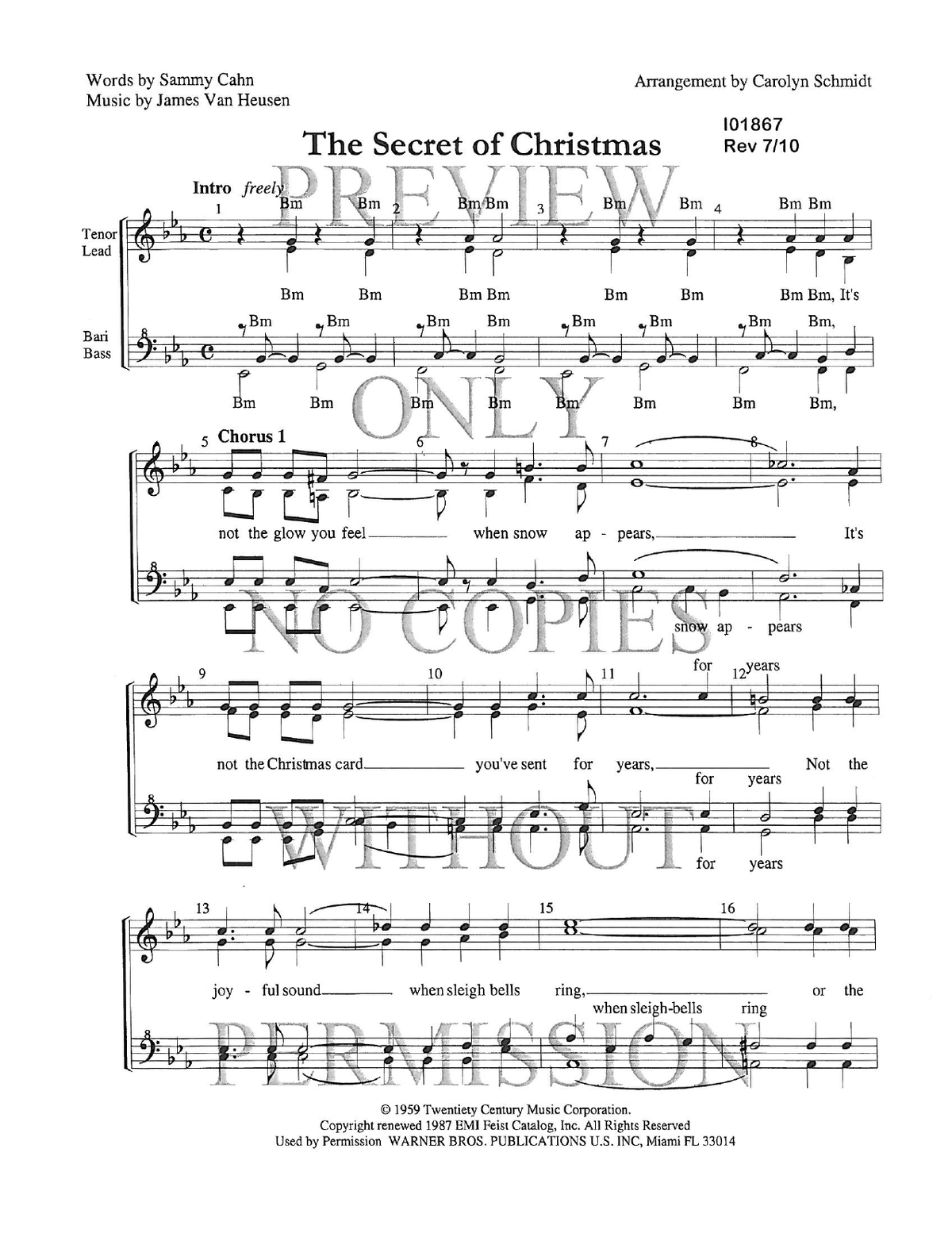 The Secret Of Christmas — sheet music preview, arranged by Carolyn Schmidt