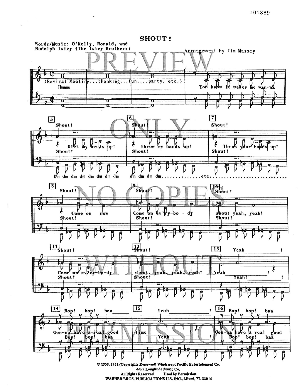 Shout! — sheet music preview, arranged by Jim Massey