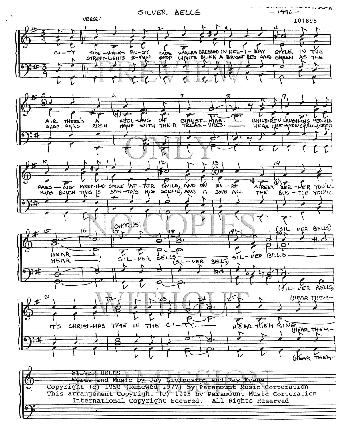 Silver Bells — sheet music preview, arranged by Diana DeBruycker