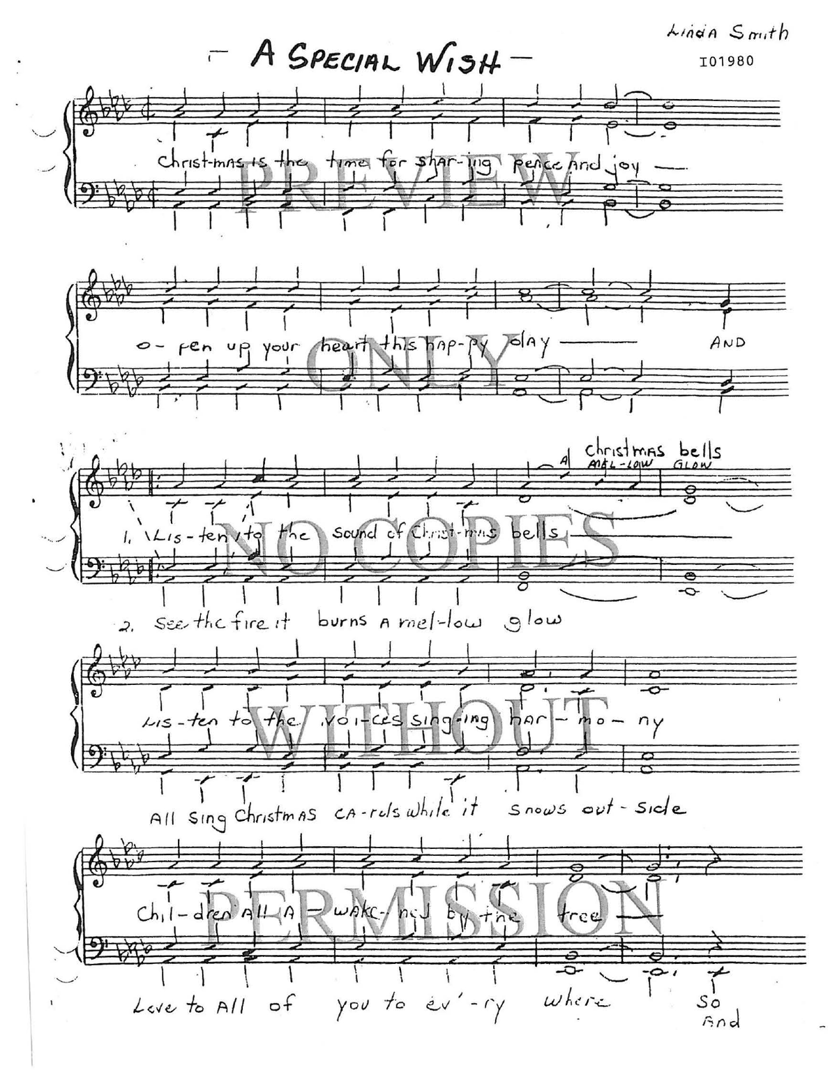 A Special Wish — sheet music preview, arranged by Linda Smith