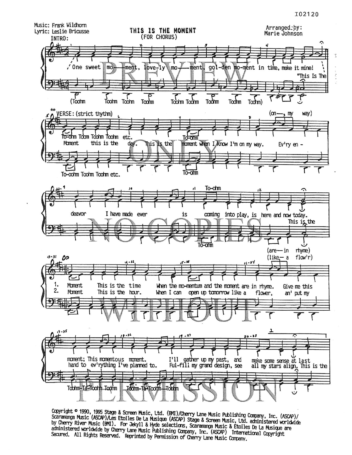 This Is The Moment — sheet music preview, arranged by Marie Johnson
