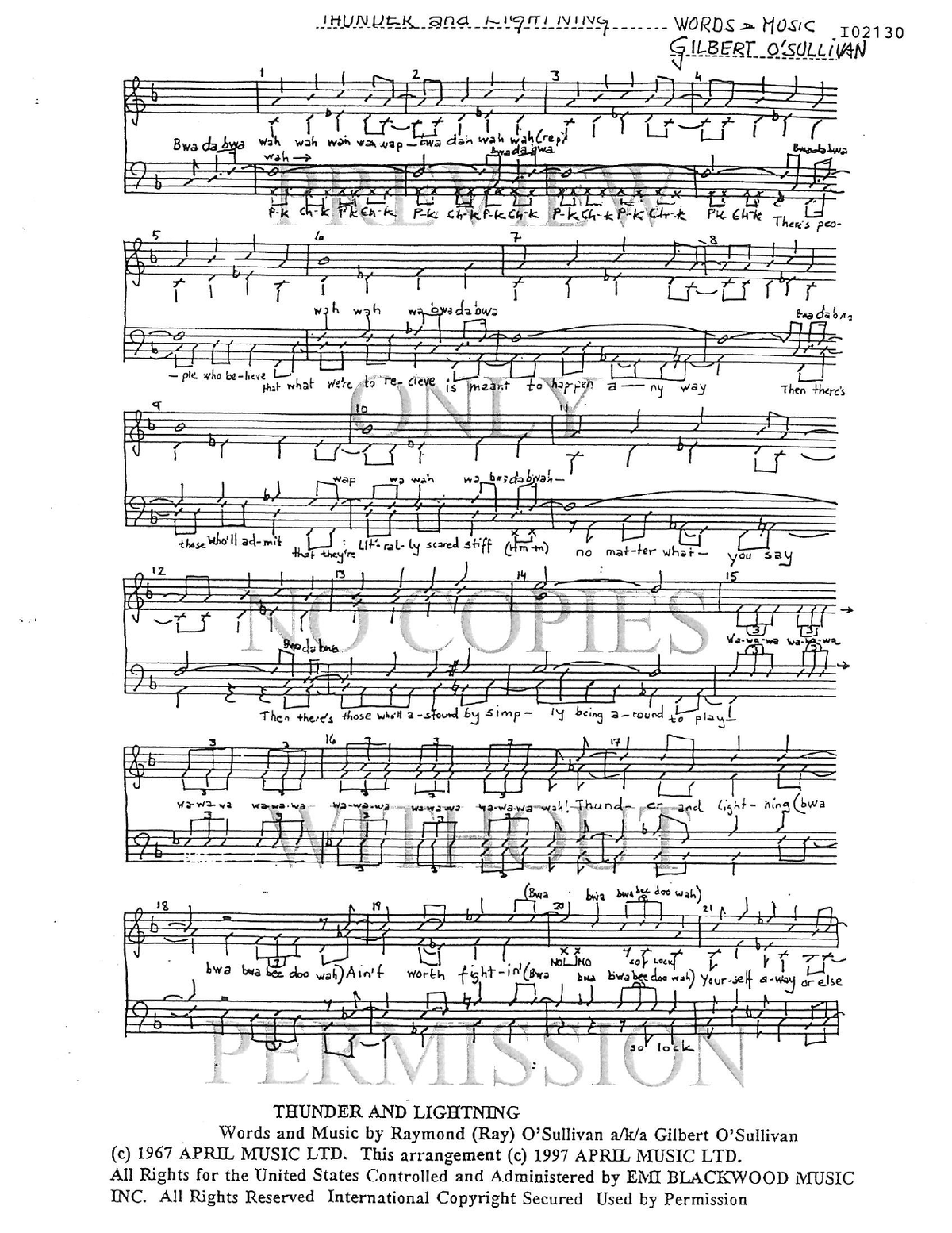 Thunder And Lightning — sheet music preview, arranged by Åse Hagerman