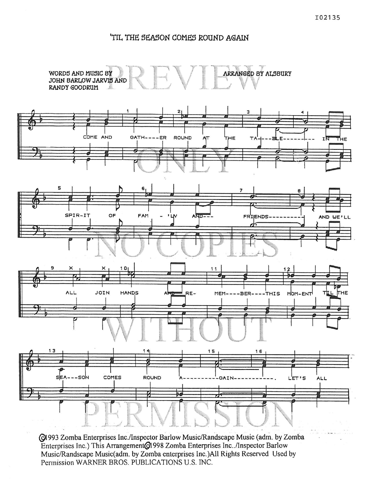 Til The Season Comes Round Again — sheet music preview, arranged by Sylvia Alsbury