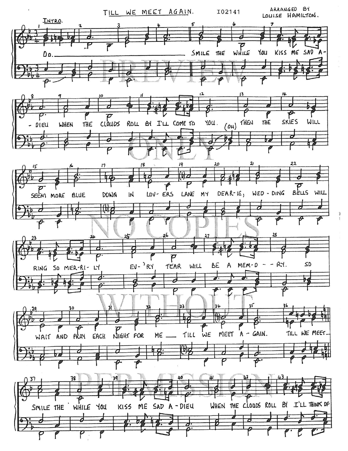 Till We Meet Again — sheet music preview, arranged by Louise Hamilton