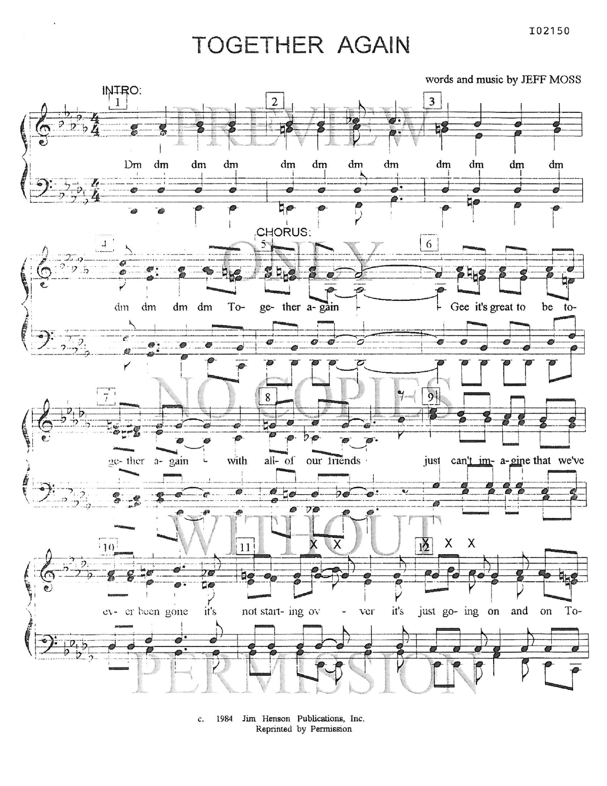 Together Again — sheet music preview, arranged by Sharon Vitkovsky