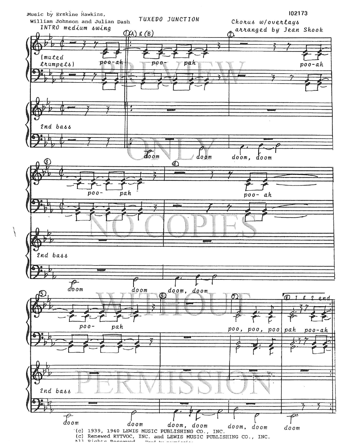 Tuxedo Junction — sheet music preview, arranged by Jean Shook