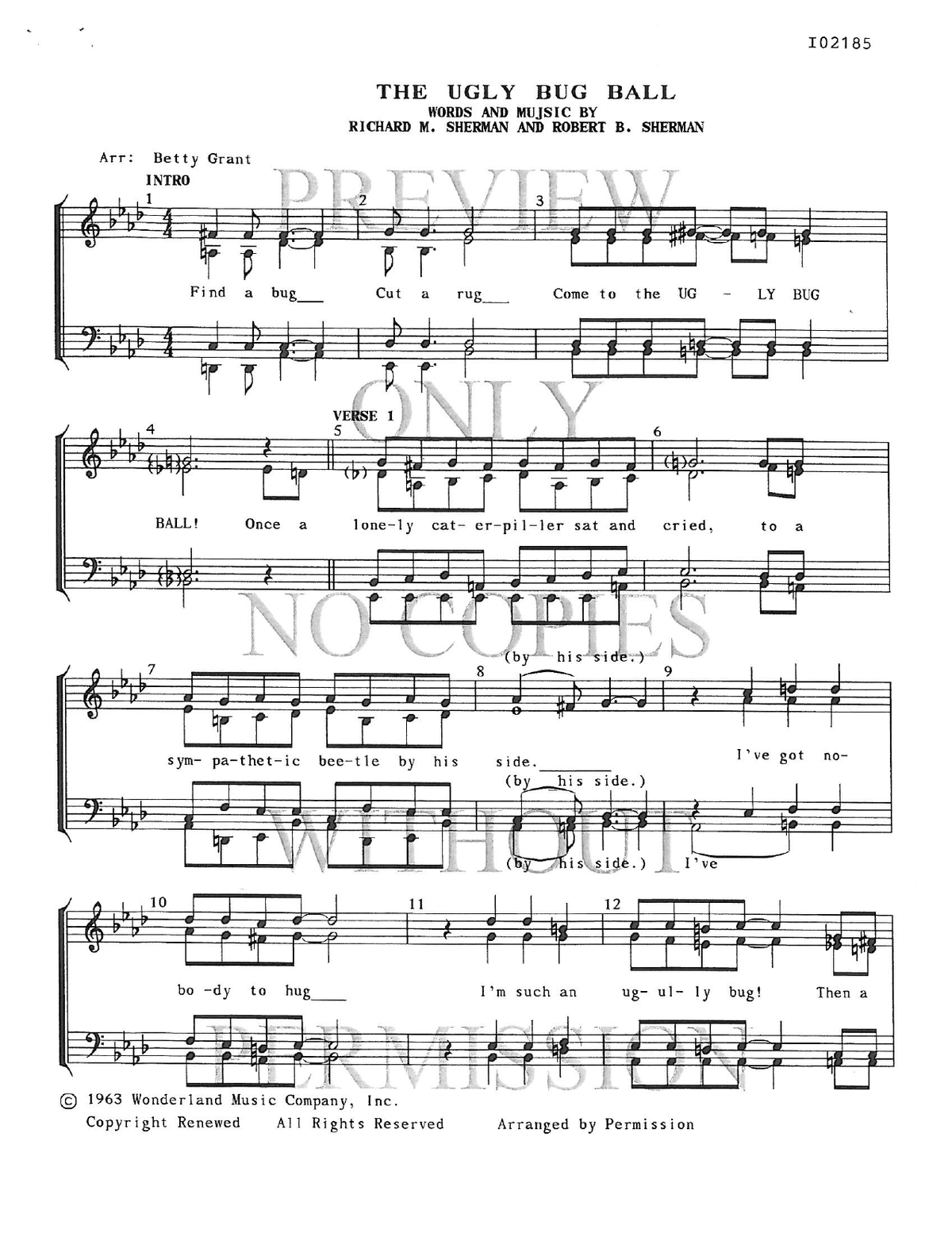 The Ugly Bug Ball — sheet music preview, arranged by Betty Grant