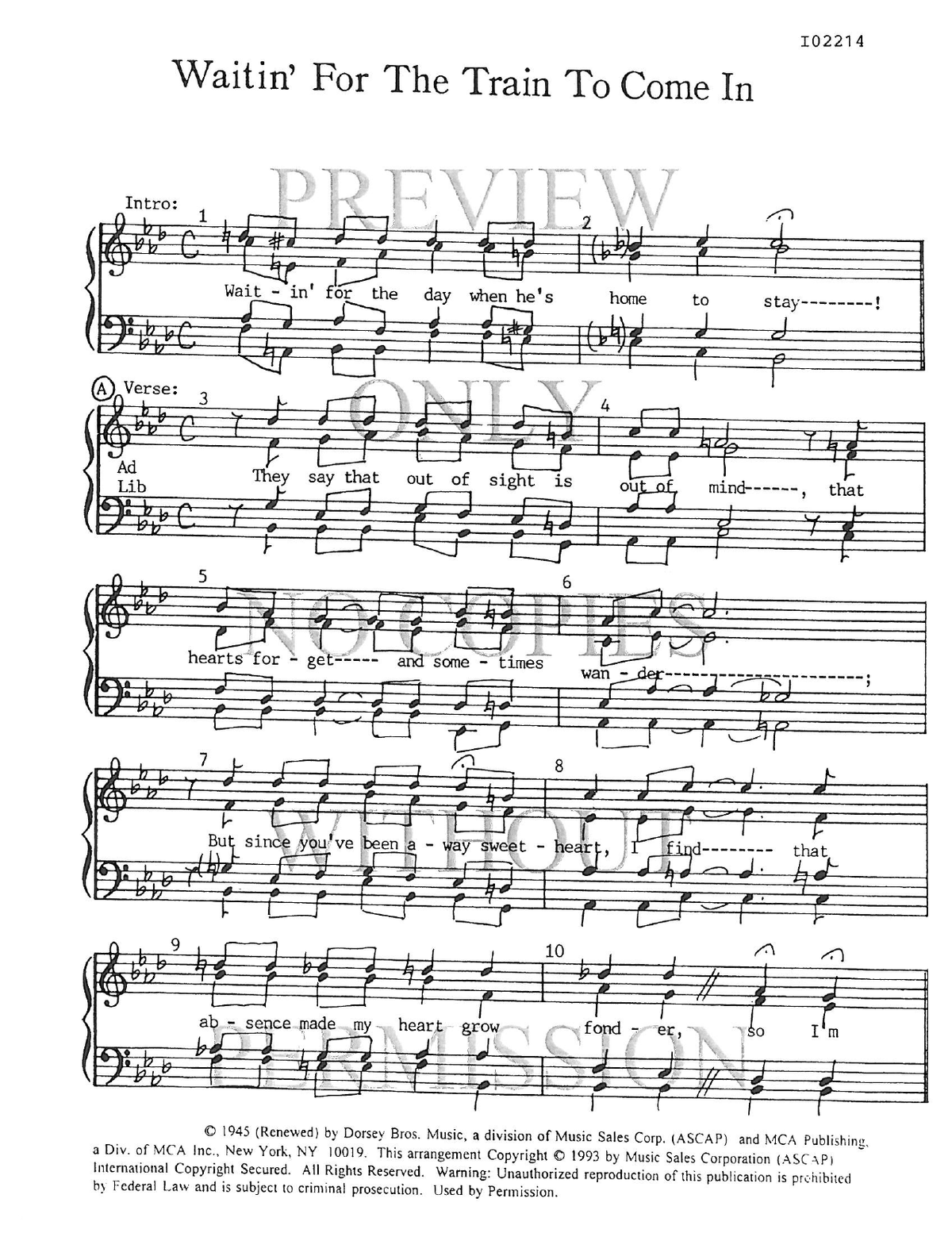 Waitin' For The Train To Come In — sheet music preview, arranged by Barbara McNeill