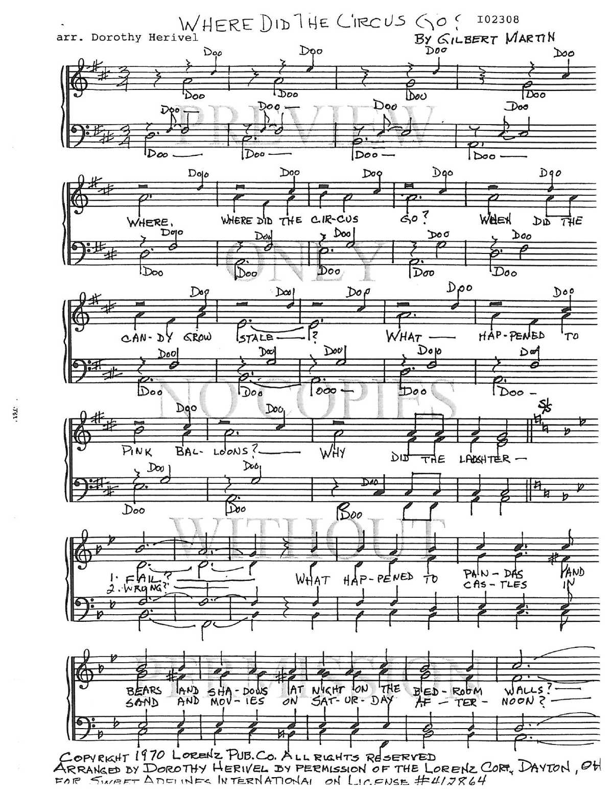 Where Did The Circus Go? — sheet music preview, arranged by Dorothy Herivel