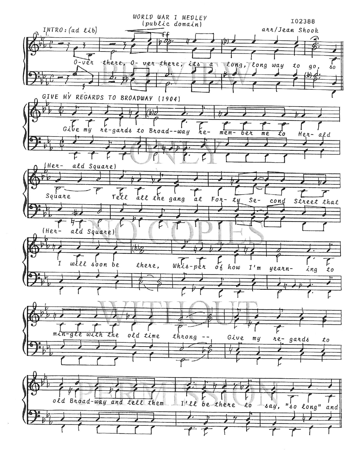 World War I Medley — sheet music preview, arranged by Jean Shook