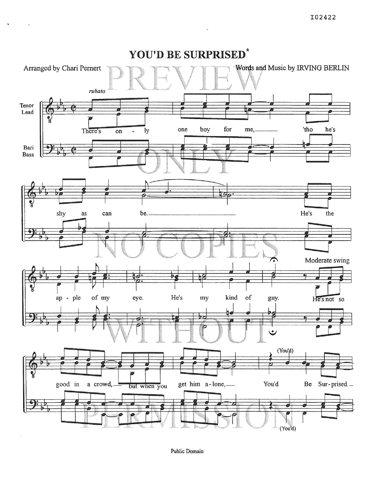 You'd Be Surprised — sheet music preview, arranged by Charlotte Pernert