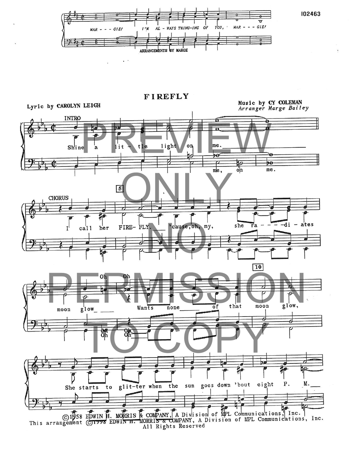 Firefly — sheet music preview, arranged by Marge Bailey