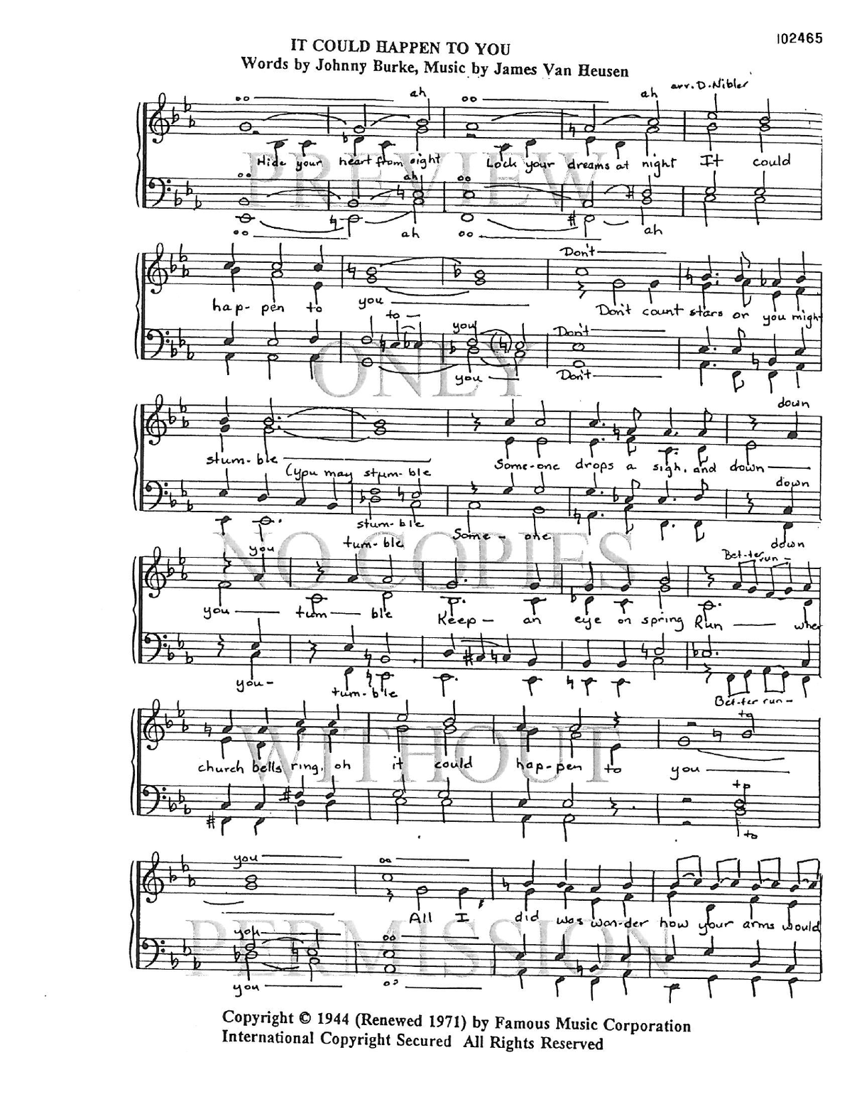 It Could Happen To You — sheet music preview, arranged by Dede Nibler