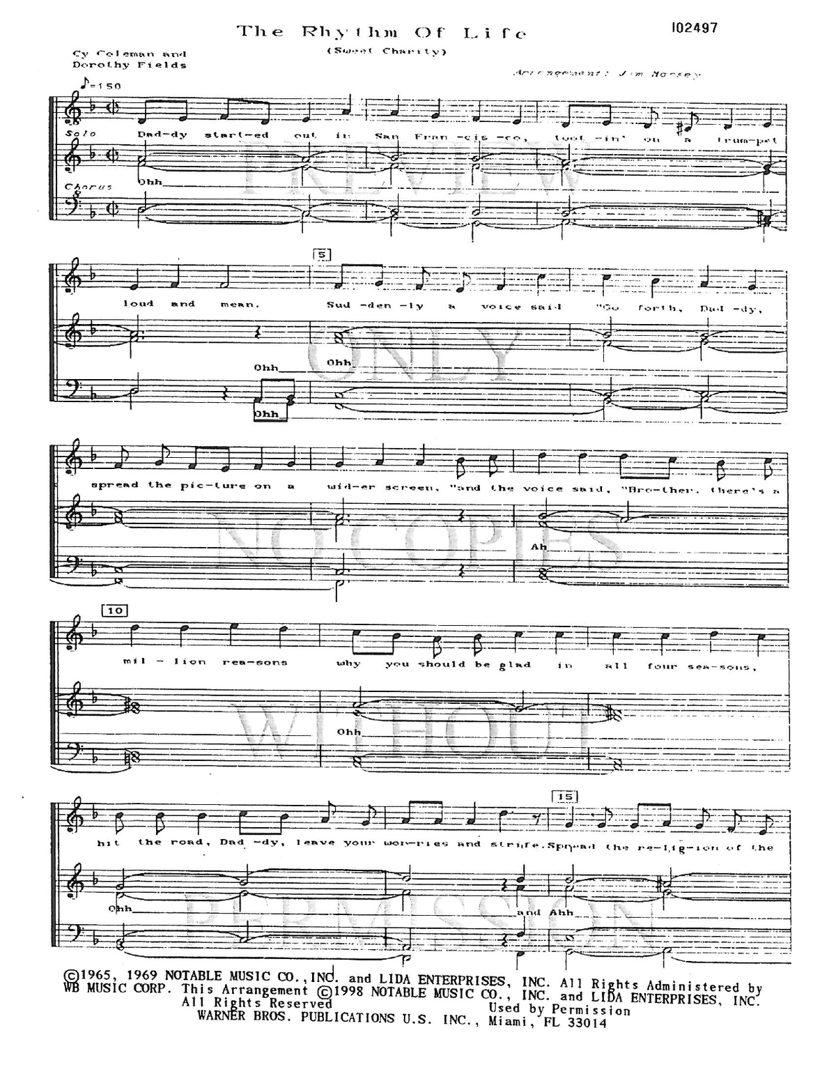 The Rhythm Of Life — sheet music preview, arranged by Jim Massey