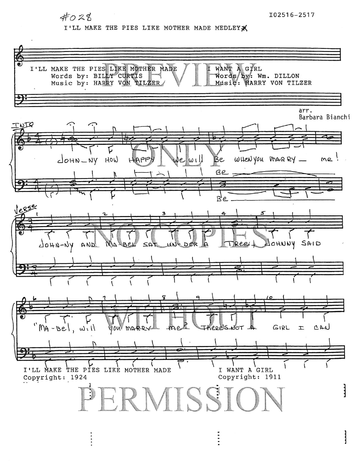 028 Medley - I Want A Girl — sheet music preview, arranged by Barbara Bianchi