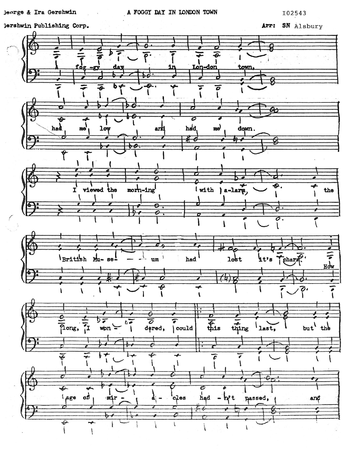 A Foggy Day In London Town — sheet music preview, arranged by Dede Nibler
