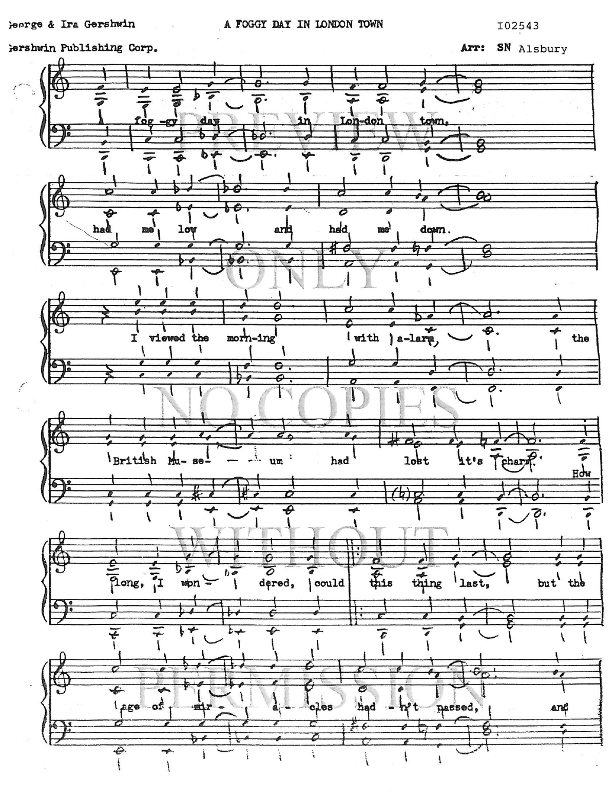 A Foggy Day In London Town — sheet music preview, arranged by Sylvia Alsbury