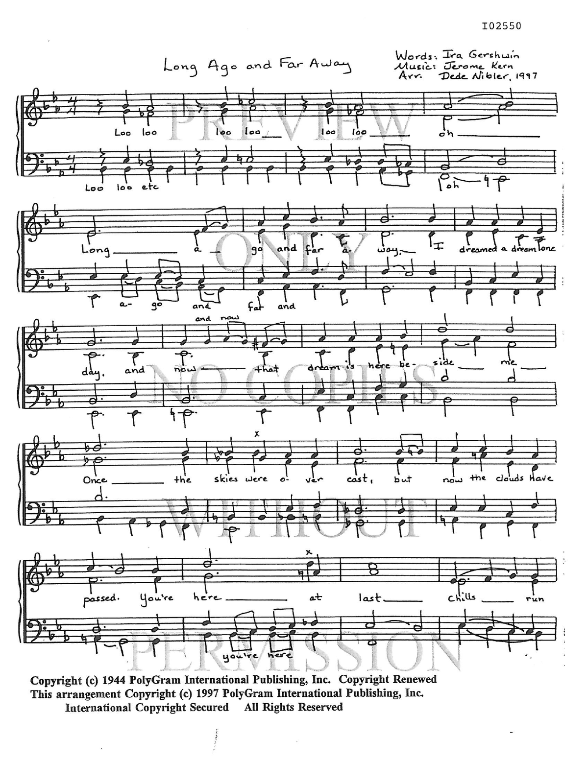 Long Ago (And Far Away) — sheet music preview, arranged by Dede Nibler