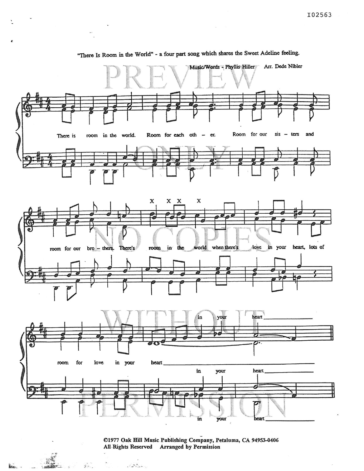 There Is Room In The World — sheet music preview, arranged by Dede Nibler