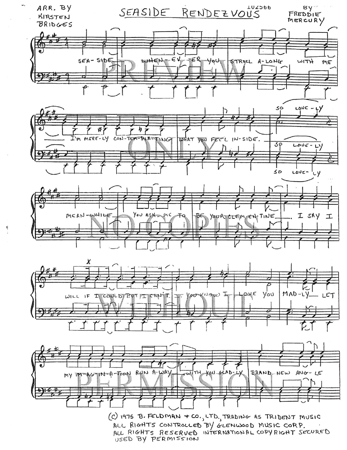 Seaside Rendezvous — sheet music preview, arranged by Kirsten Bridges