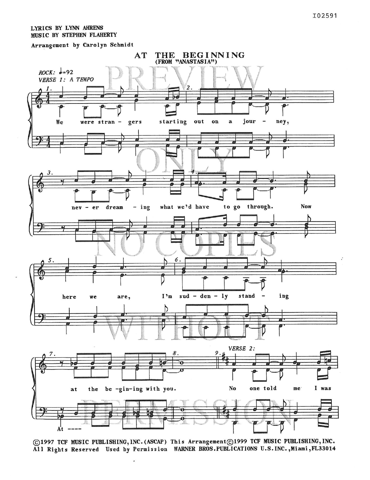 At The Beginning — sheet music preview, arranged by Carolyn Schmidt