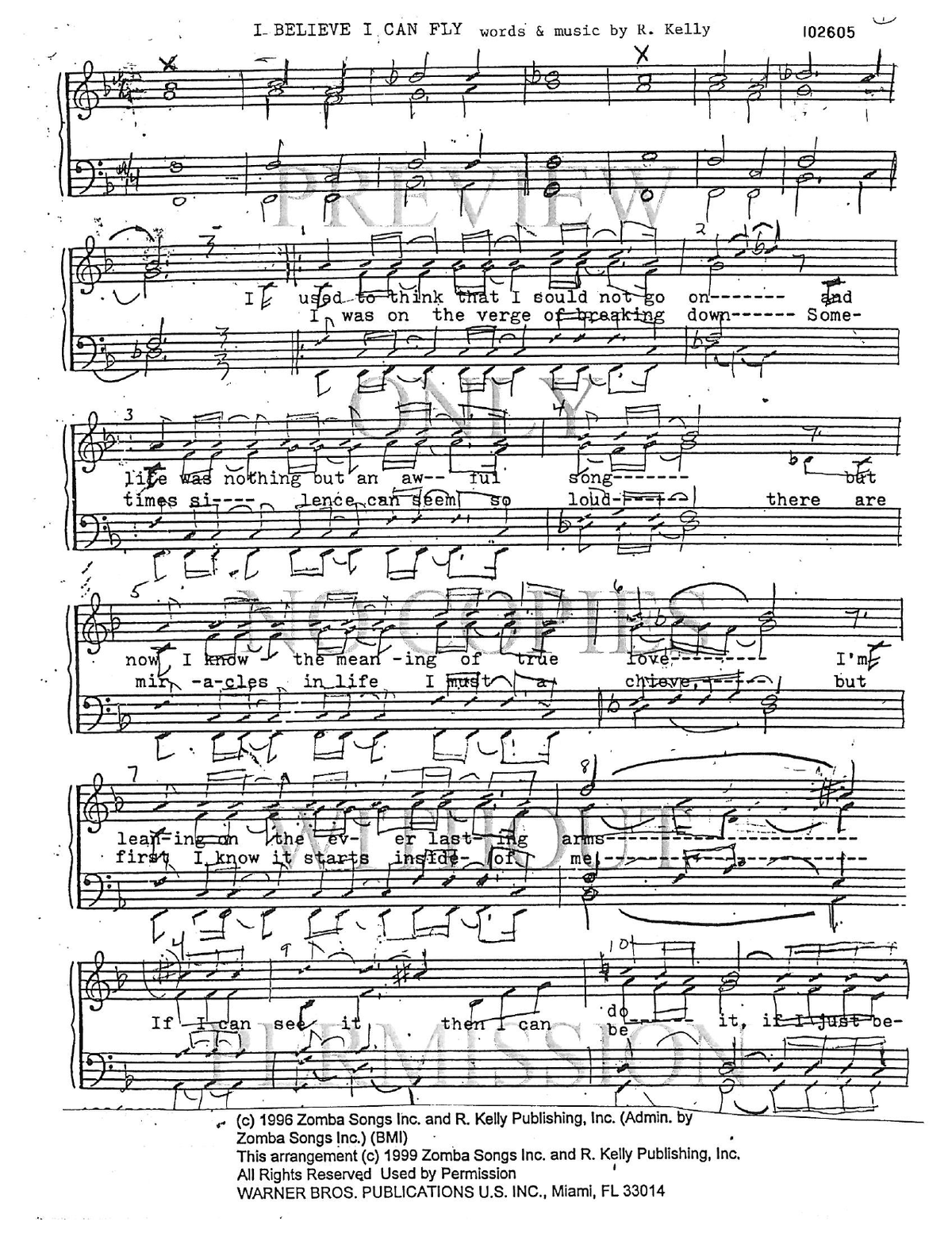 I Believe I Can Fly — sheet music preview, arranged by Molly Rowland
