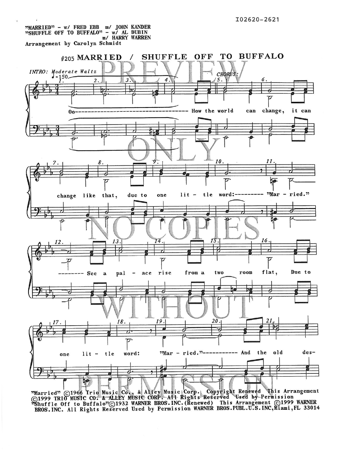 205 Medley - Married/Shuffle Off To Buffalo — sheet music preview, arranged by Carolyn Schmidt